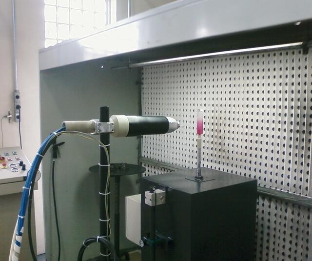 Automatic bell coating on glass Automatic bell coating on glass