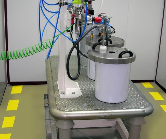 Isolated table with several piston pump Isolated table with several piston pump